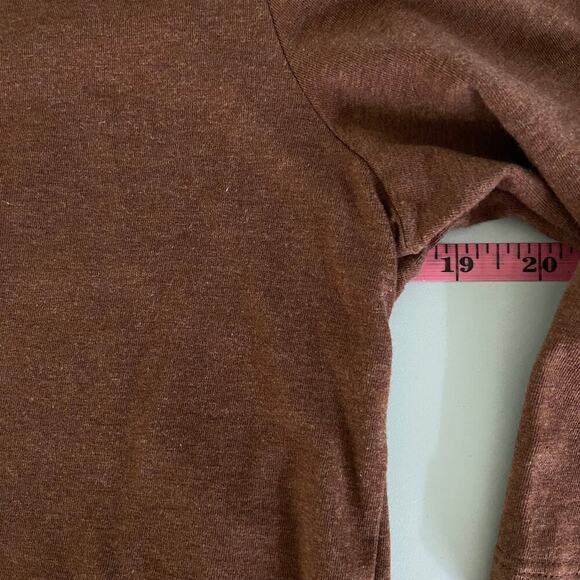 Soft Surroundings Odette Peplum Blouse Size M Brown Tunic Top Mixed Media - Picture 7 of 8